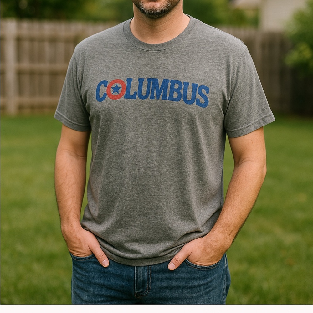 Men's XL Gray Vintage Columbus Graphic T-Shirt